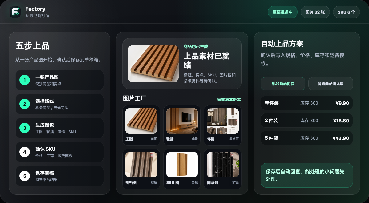 Factory 自动化做图和自动化上品预览